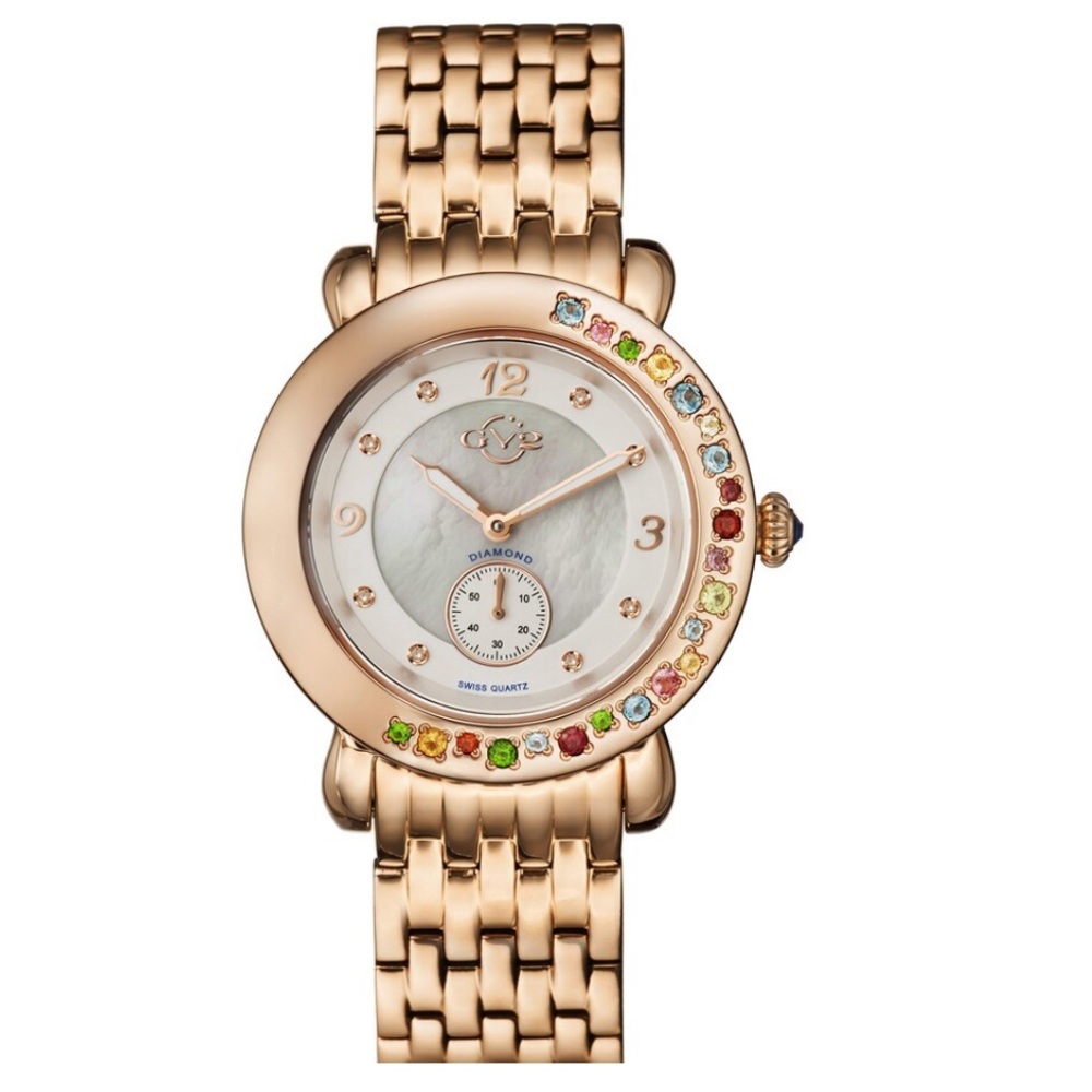 Big SALE! New Gevril Limited Edition Marsala Diamond Gemstones Watch Swiss $2595